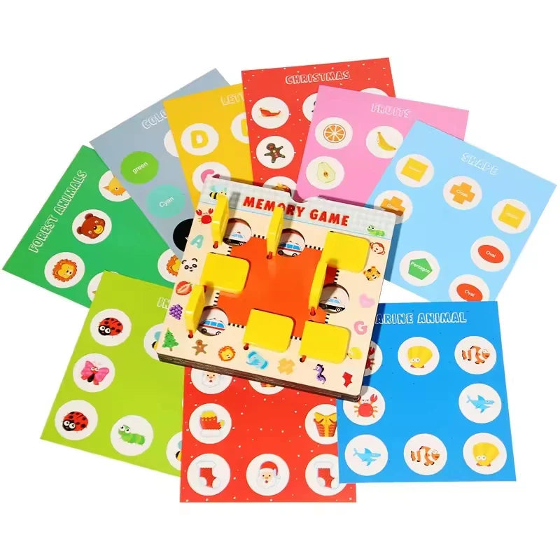 HKM-749587 Montessori Memory Chess Game - Wooden Puzzle Toy for Early Learning and Family Interaction, Ages 3+