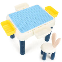 HKM-749651 Multifunctional DIY Building Bricks Storage Table with Chair for Kids Age 2-7