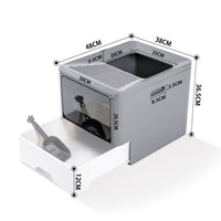 HKM-7497405 Large Fully Enclosed Cat Litter Box with Drawer - Blue Grey Color