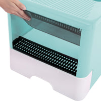 HKM-7497405 Large Fully Enclosed Cat Litter Box with Drawer - Blue Grey Color