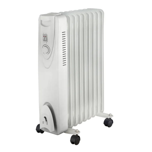 HKM-749779 Freestanding Oil Filled Radiator Heater with Adjustable Thermostat and Overheat Protection, 5 to 13 Fins, 220-240V