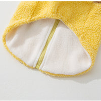 HKM-7497917 Cute Bear Embroidered Fleece Dog Jacket with Plaid Pockets and Zipper Closure for Small Dogs