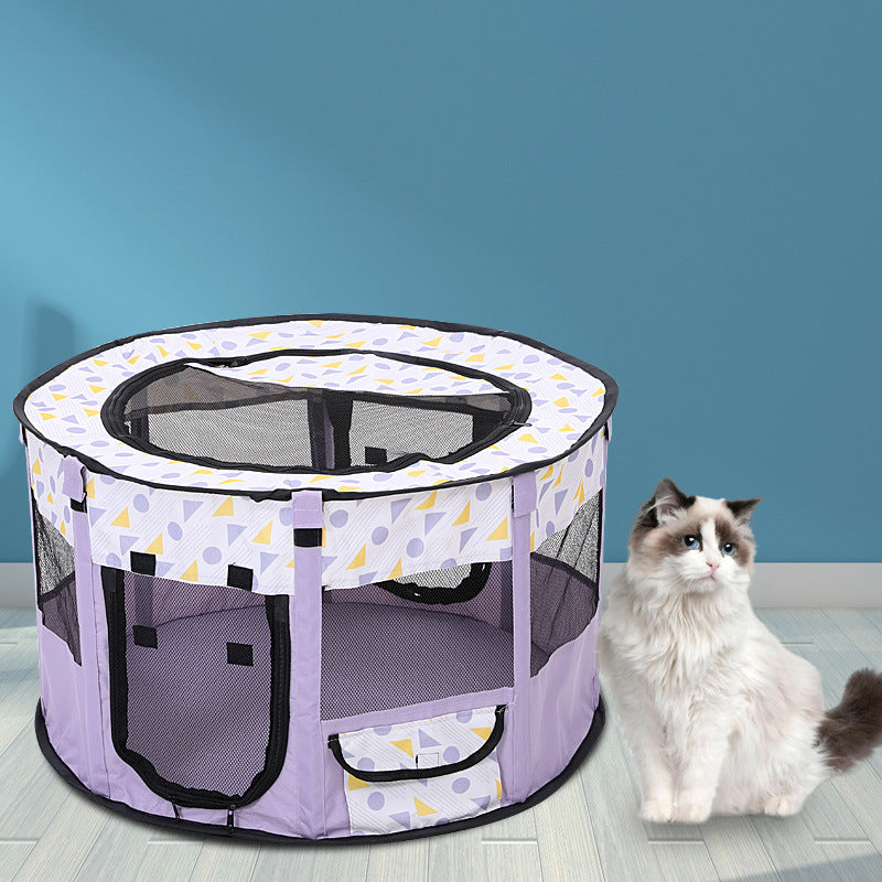HKM-7498173 Foldable Pet Tent for Dogs and Cats - Color Blocked Oxford Cloth Design