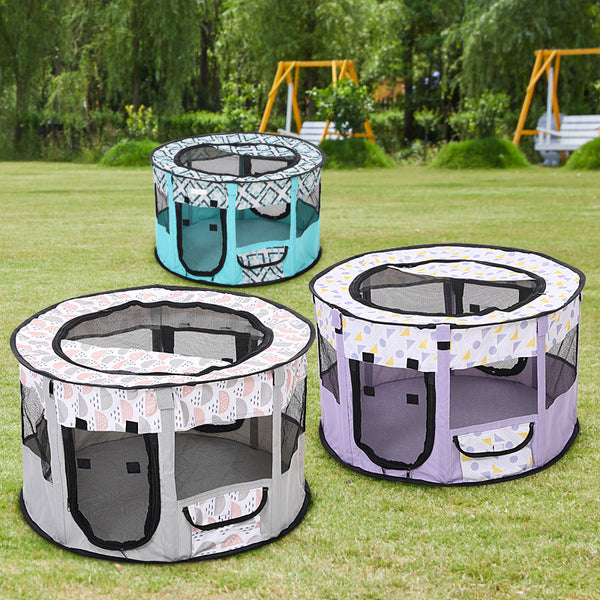 HKM-7498173 Foldable Pet Tent for Dogs and Cats - Color Blocked Oxford Cloth Design