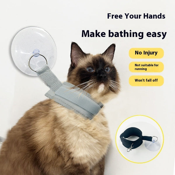 HKM-7498813 Thickened Nylon Cat Bath Holder for Pet Grooming and Nail Cleaning - Available in Black, Beige, and Gray