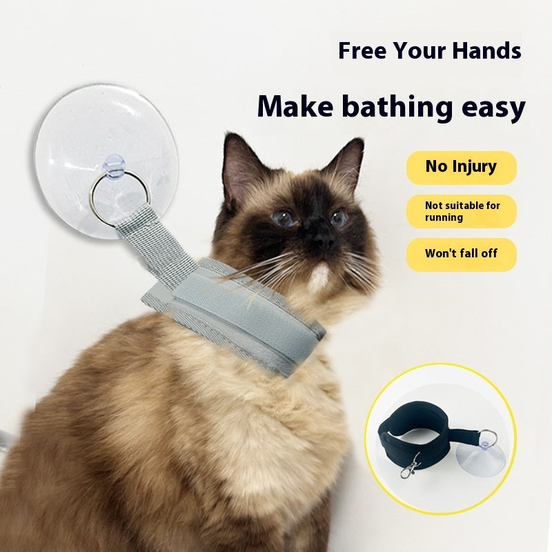 HKM-7498813 Thickened Nylon Cat Bath Holder for Pet Grooming and Nail Cleaning - Available in Black, Beige, and Gray