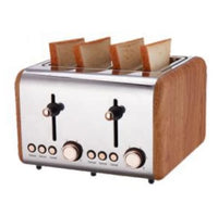 HKM-749907 Wooden Portable Electric Toaster for 4 Slices with Touch Screen Control and Removable Crumb Tray