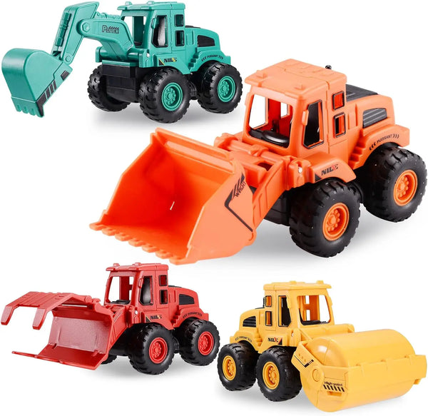 HKM-749971 Mini Construction Truck Toy Set - 4 Pcs Friction-Powered Vehicles for Kids
