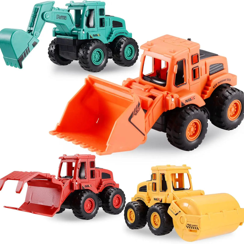HKM-749971 Mini Construction Truck Toy Set - 4 Pcs Friction-Powered Vehicles for Kids