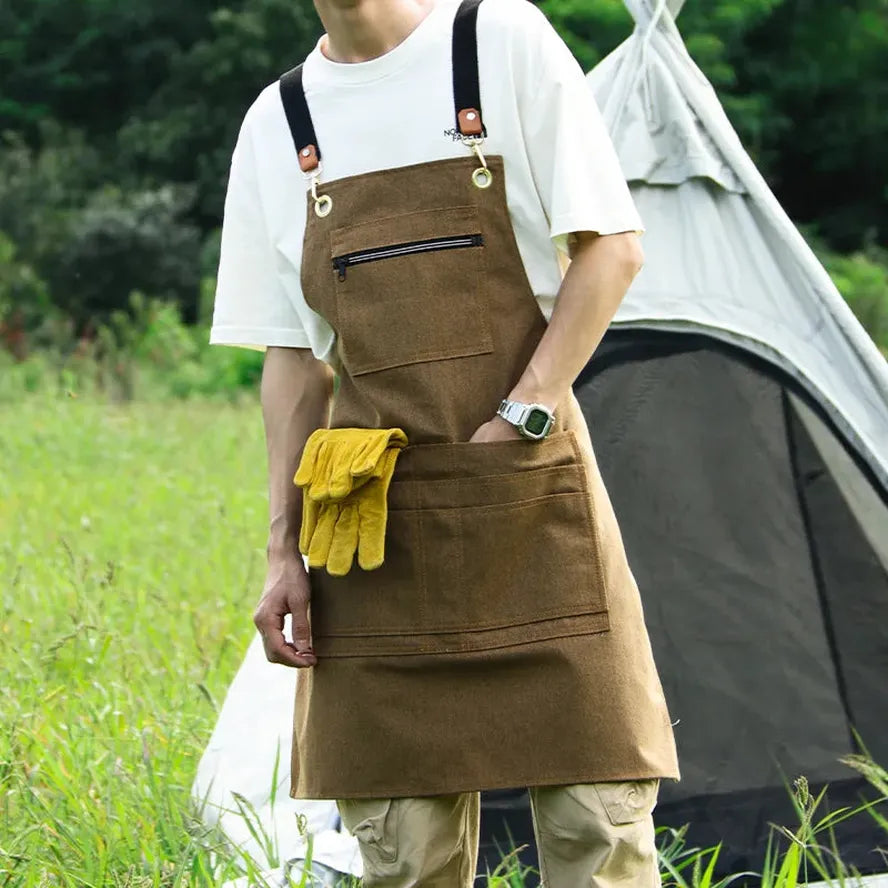 HKM-750035 Floral Canvas Apron for Outdoor, Gardening, and Barista Use