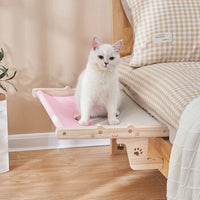 HKM-7500733 Hanging Cat Bed for Balcony or Window - Cozy Wooden Hammock Nest for Pets