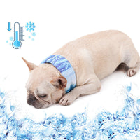 HKM-7501373 Cooling Ice Scarf for Dogs - Blue Striped Polyester, Available in 3 Sizes
