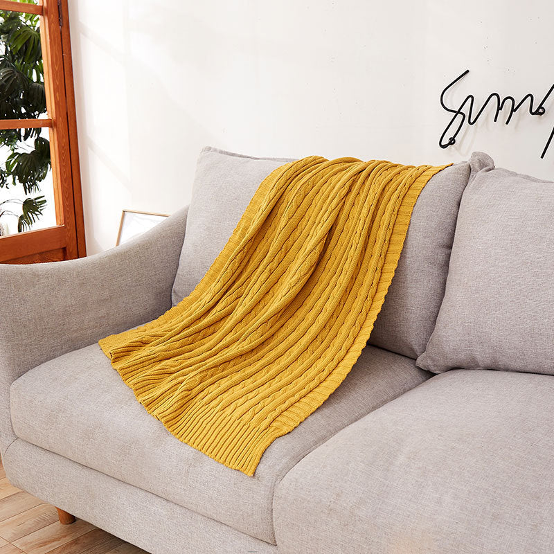 HKM-750163 Cotton Knitted Small Twist Blanket for Spring and Summer - 110x180cm and 180x200cm Options