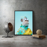 HKM-750163 Yacht Club Monkey Canvas Art for Home Decor - Frameless Spray Painting, Rectangle Shape