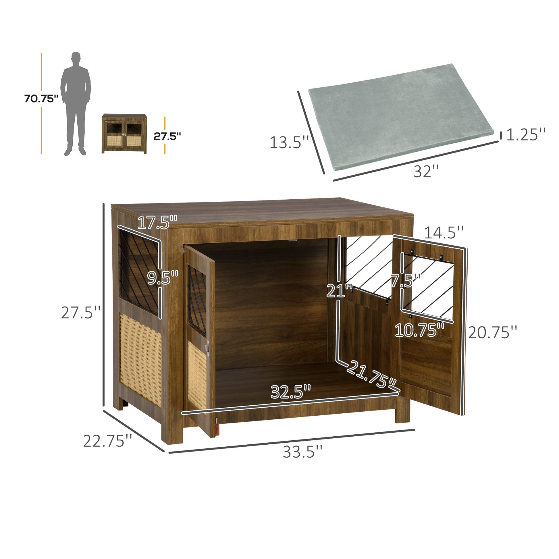 HKM-7502781 Decorative Dog Crate Furniture with Soft Cushion for Small to Medium Dogs