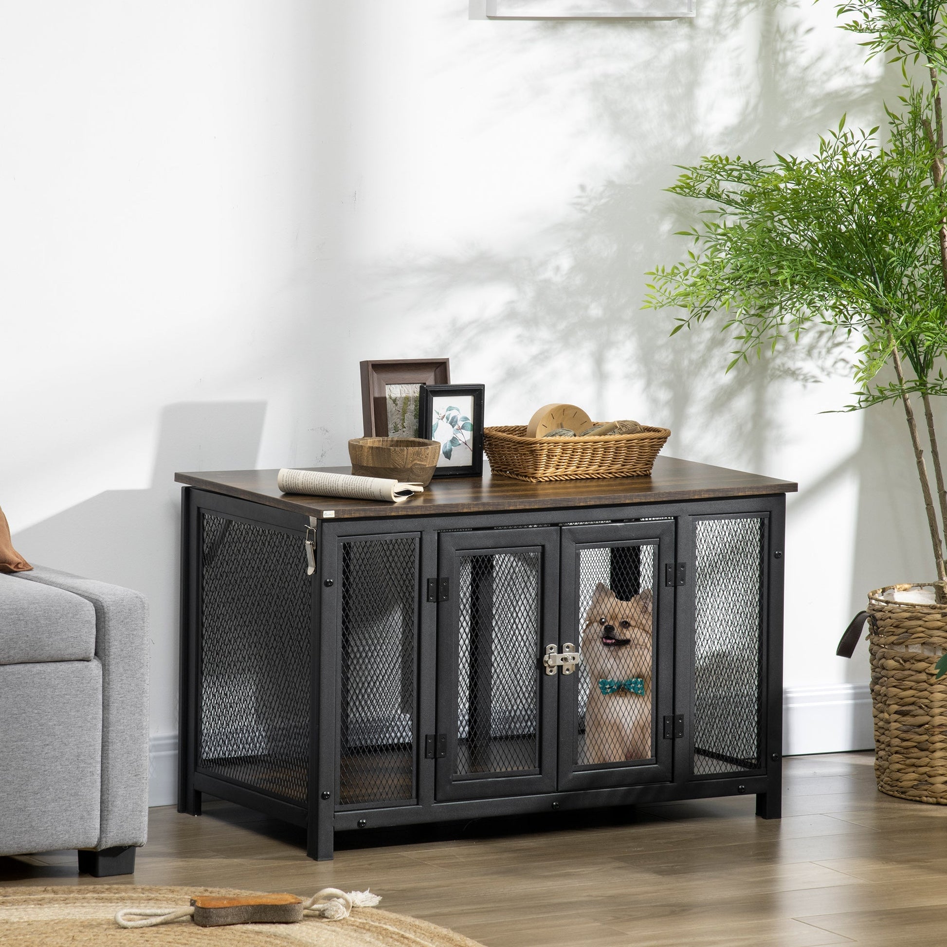 HKM-7502781 Decorative Dog Crate Furniture with Soft Cushion for Small to Medium Dogs
