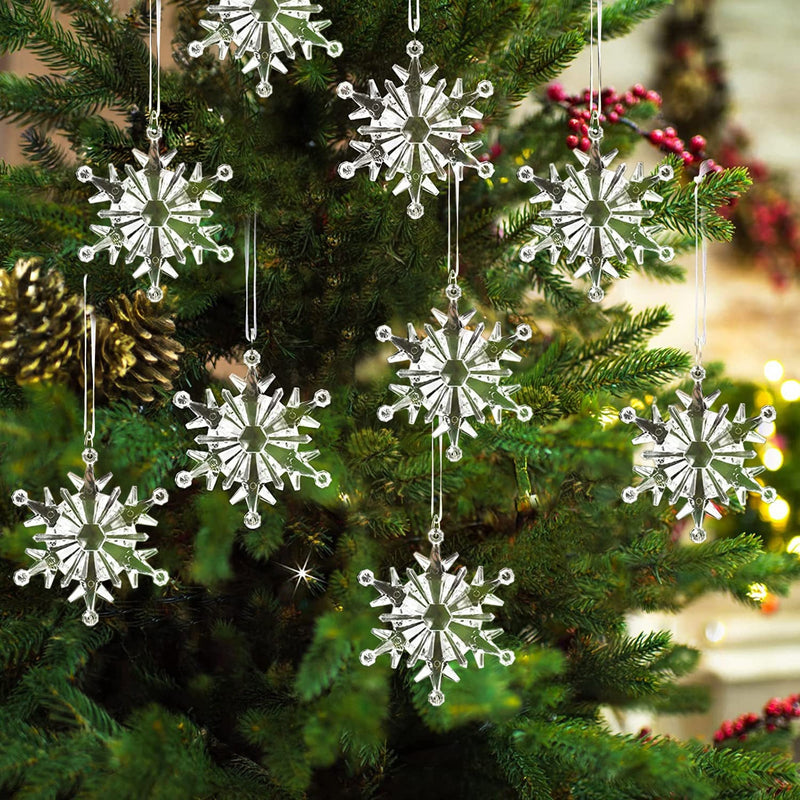 HKM-750291 6-Piece Transparent Acrylic Snowflake Pendant Ornaments for Christmas Decor