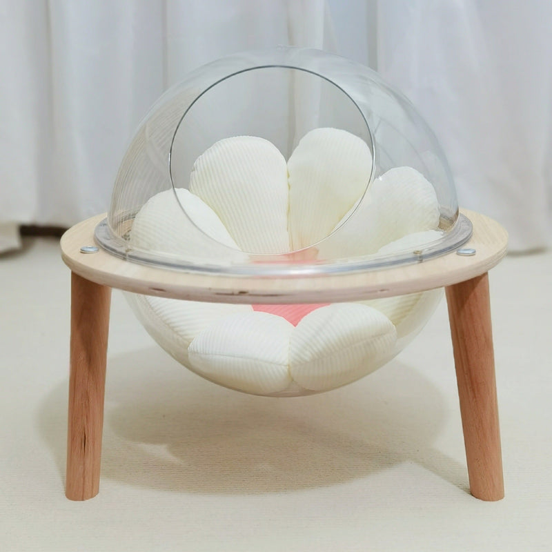HKM-7503165 Transparent Space Capsule Cat Nest Sphere - Cozy Plastic Bed for Cats with 30cm Diameter