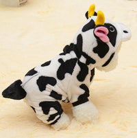HKM-7503293 Warm Cow Costume Sweater for Dogs and Cats - Hooded Winter Jumpsuit, Sizes XS to XL