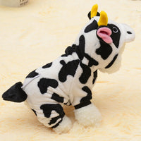 HKM-7503293 Warm Cow Costume Sweater for Dogs and Cats - Hooded Winter Jumpsuit, Sizes XS to XL