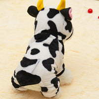 HKM-7503293 Warm Cow Costume Sweater for Dogs and Cats - Hooded Winter Jumpsuit, Sizes XS to XL