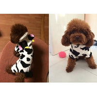 HKM-7503293 Warm Cow Costume Sweater for Dogs and Cats - Hooded Winter Jumpsuit, Sizes XS to XL