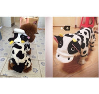 HKM-7503293 Warm Cow Costume Sweater for Dogs and Cats - Hooded Winter Jumpsuit, Sizes XS to XL