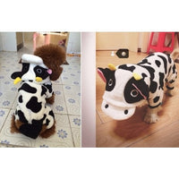 HKM-7503293 Warm Cow Costume Sweater for Dogs and Cats - Hooded Winter Jumpsuit, Sizes XS to XL