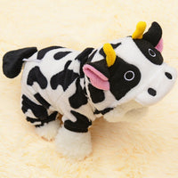 HKM-7503293 Warm Cow Costume Sweater for Dogs and Cats - Hooded Winter Jumpsuit, Sizes XS to XL
