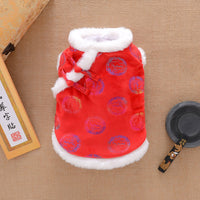 HKM-7503549 Winter Thicken Warm Dog Clothes Tang Suit - Lucky Deer & Dragon Phoenix Designs