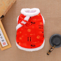 HKM-7503549 Winter Thicken Warm Dog Clothes Tang Suit - Lucky Deer & Dragon Phoenix Designs