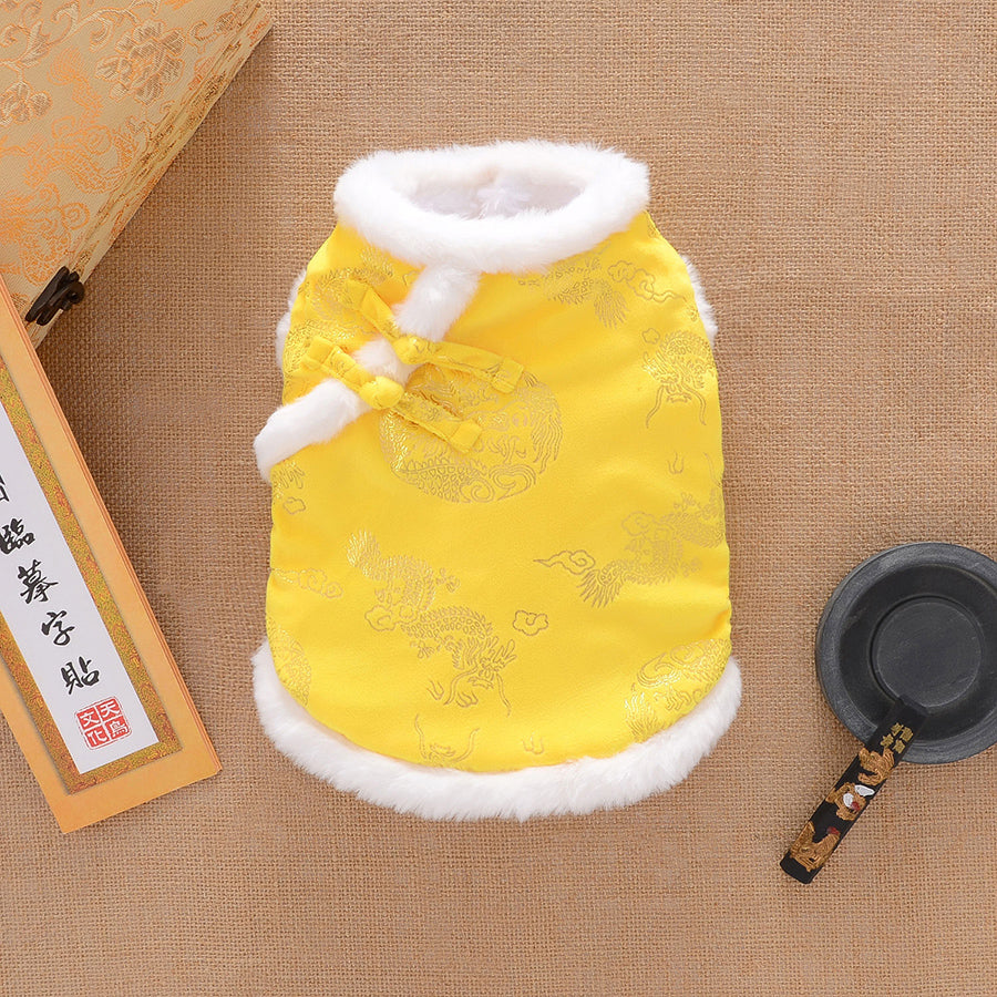 HKM-7503549 Winter Thicken Warm Dog Clothes Tang Suit - Lucky Deer & Dragon Phoenix Designs