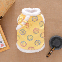 HKM-7503549 Winter Thicken Warm Dog Clothes Tang Suit - Lucky Deer & Dragon Phoenix Designs