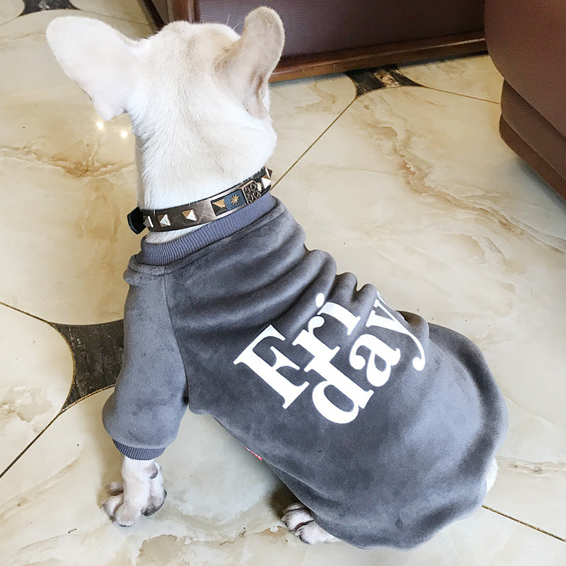 HKM-7504189 Double-Sided Gold Velvet Dog Sweatshirt for Cold Weather, Available in Various Colors and Sizes