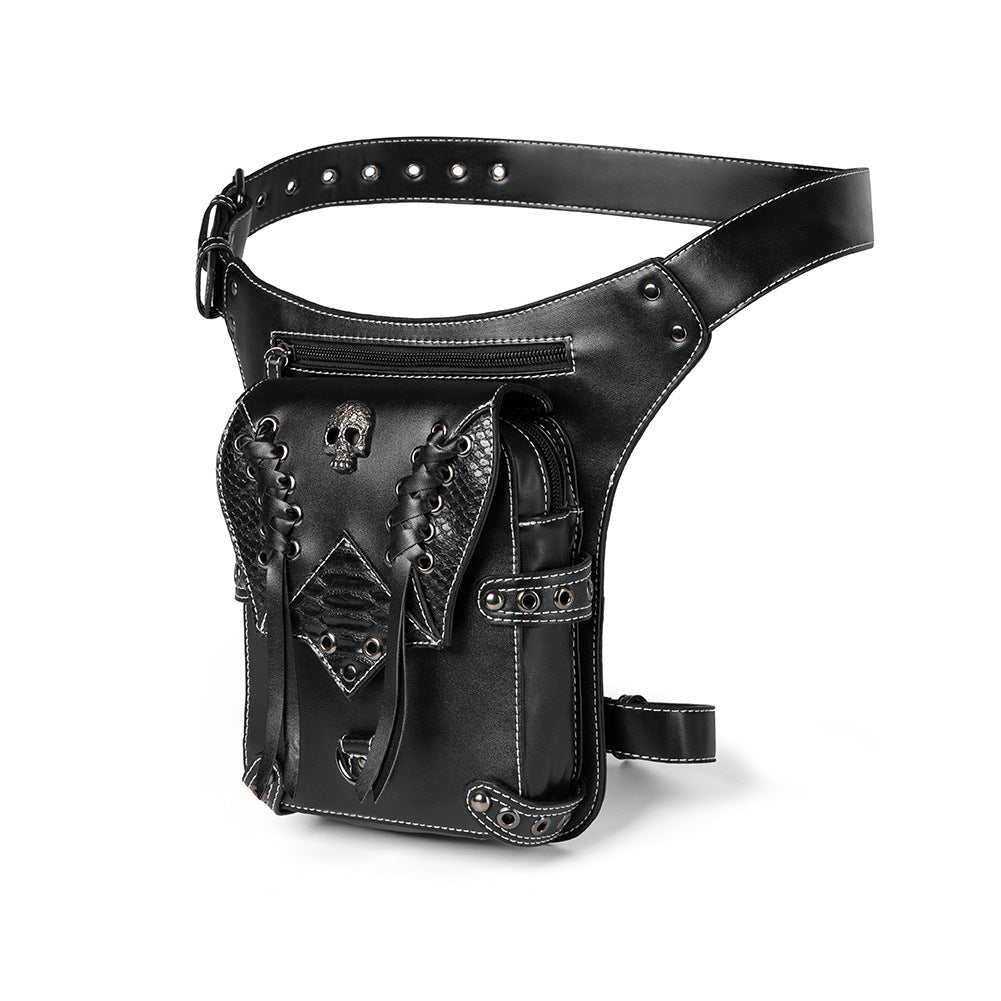 HKM-750419 Retro PU Leather Waist Bag for Cycling and Motorcycling - Versatile Shoulder Messenger Bag with Zipper Pocket and Mobile Phone Compartment