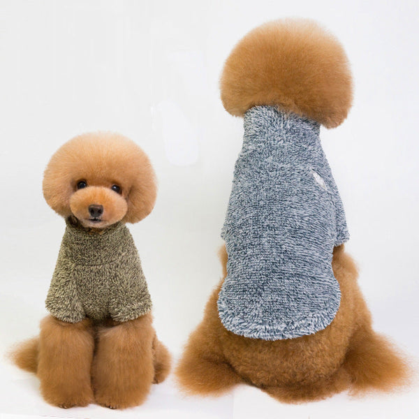 HKM-7505469 Warm Fluffy High Collar Coral Fleece Jacket for Pets in Multiple Colors and Sizes