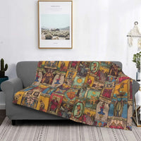 HKM-7505725 Gothic Geometric Pattern Flannel Blanket for All Seasons, Multiple Sizes Available