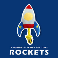 HKM-7506365 Durable Plush Dog and Cat Toy - Airplane/Rocket Shape, Bite-Resistant, Sound Feature, Teething & Dental Care