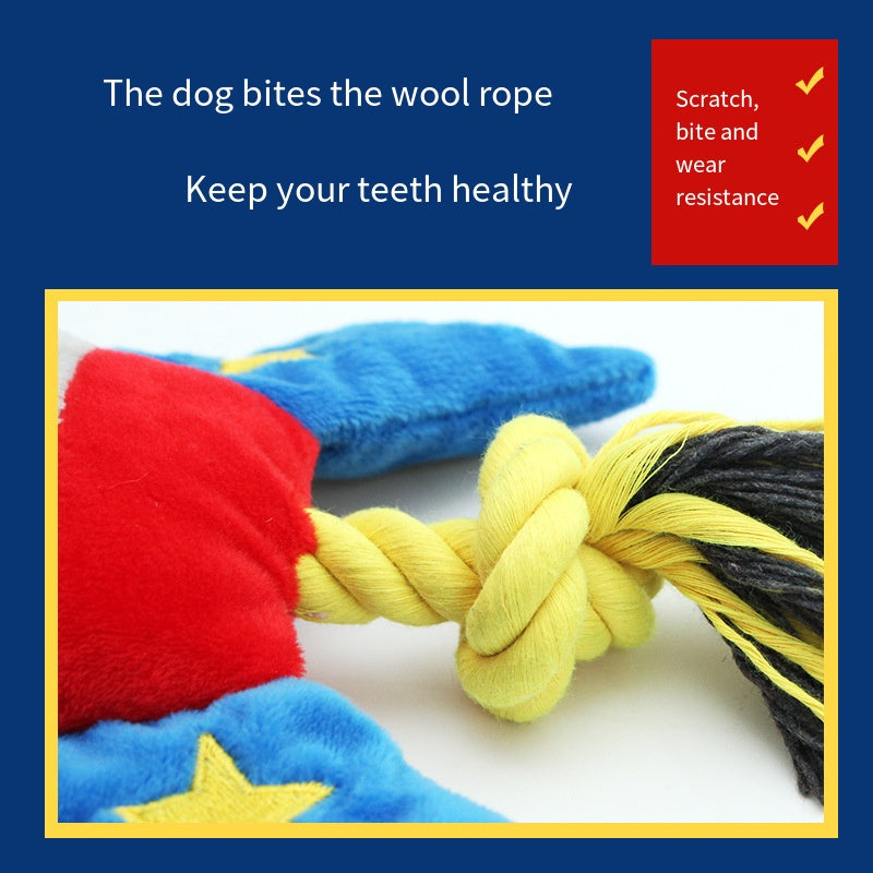 HKM-7506365 Durable Plush Dog and Cat Toy - Airplane/Rocket Shape, Bite-Resistant, Sound Feature, Teething & Dental Care