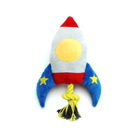 HKM-7506365 Durable Plush Dog and Cat Toy - Airplane/Rocket Shape, Bite-Resistant, Sound Feature, Teething & Dental Care