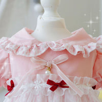 HKM-7506493 Pink Cloud Pattern Dog Dress - Cotton Princess Style, Sizes XS to XL