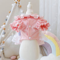 HKM-7506493 Pink Cloud Pattern Dog Dress - Cotton Princess Style, Sizes XS to XL