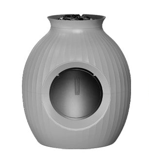 HKM-7508541 Flower Pot Style Enclosed Litter Box in Gray, White, and Pink - Durable ABS Plastic Design