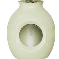 HKM-7508541 Flower Pot Style Enclosed Litter Box in Gray, White, and Pink - Durable ABS Plastic Design