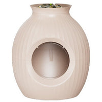 HKM-7508541 Flower Pot Style Enclosed Litter Box in Gray, White, and Pink - Durable ABS Plastic Design