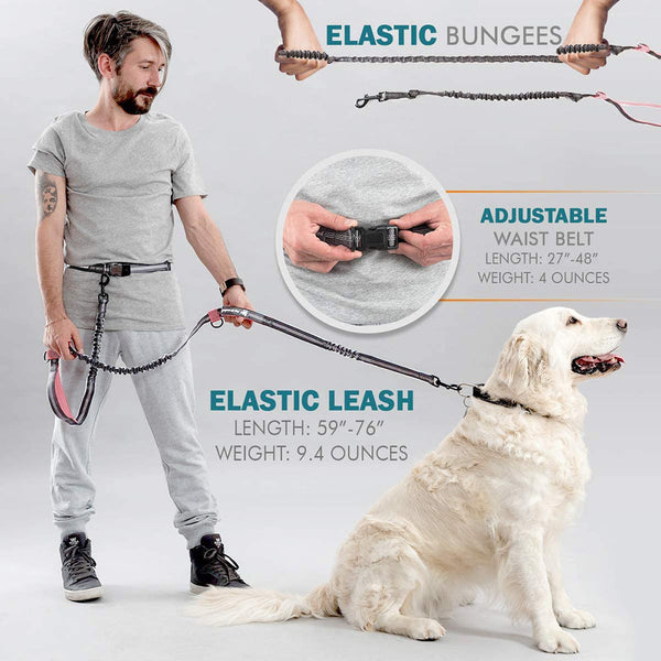 HKM-7508669 Portable Nylon Pet Leash for Running and Traction - Multi-Color Options, 1.4m to 2.0m Stretching Length