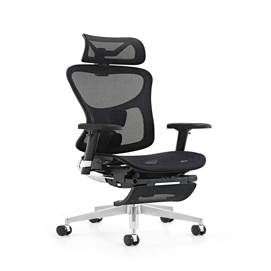 HKM-750931 Ergonomic High Back Mesh Office Chair with Footrest and Adjustable Swivel Armrests