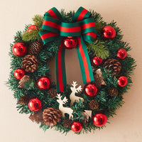 HKM-750931 Handmade 40cm Deer Christmas Garland Decoration with Free Hook