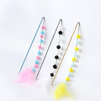 HKM-7509693 Interactive Cat Toy with Plush Ball and Feather Teaser Stick