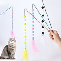 HKM-7509693 Interactive Cat Toy with Plush Ball and Feather Teaser Stick